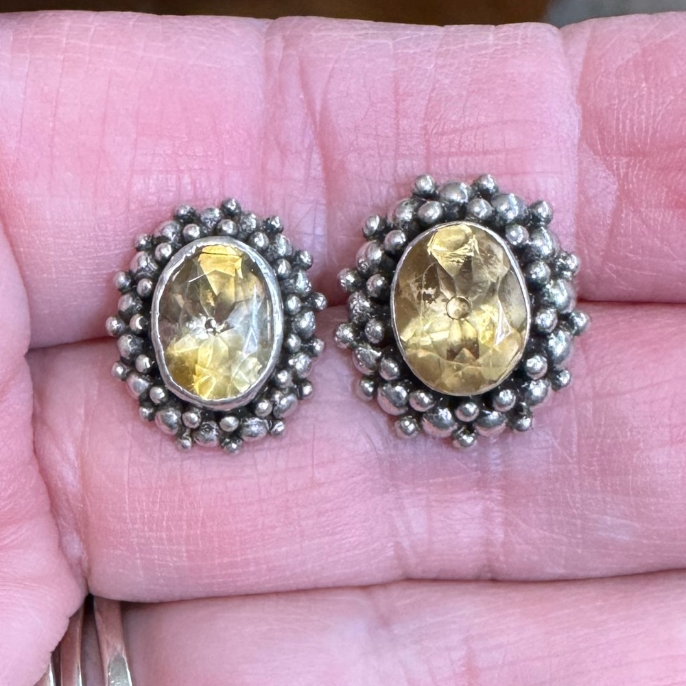 925 Citrine Popcorn Stud Earrings